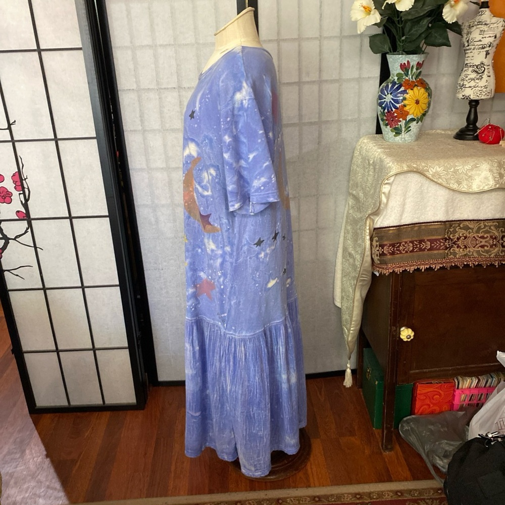 Sloop Jones Signed Dress 1 SZ Resort Wear Beachy Vacation Artsy Bohemian Midi - Picture 3 of 16
